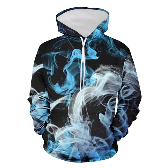 Blczomt Sweatshirts Men Pullover Tie Dye Hoodies Winter Drawstring Long Sleeve Blue Mens Fashion