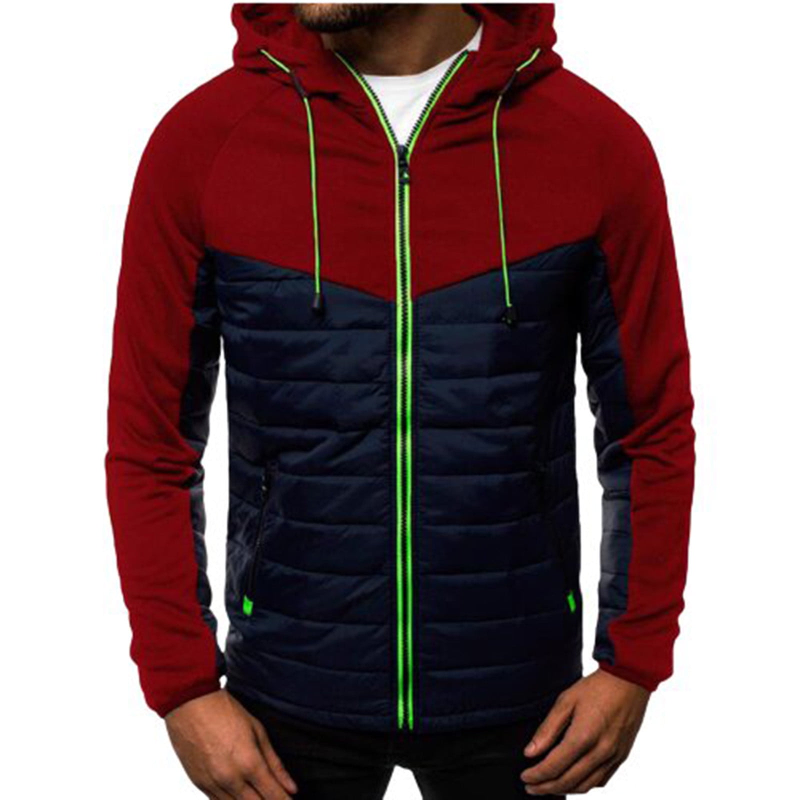 Blczomt Sweatshirts Men Zip Up Color Block Hoodies Casual Fall Winter ...