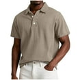 thumbnail image 1 of Blczomt T Shirts Men Big & Tall Collared Yellow Regular-Fit Shirt Button Short Sleeve Big and Tall Mens Tops, 1 of 4