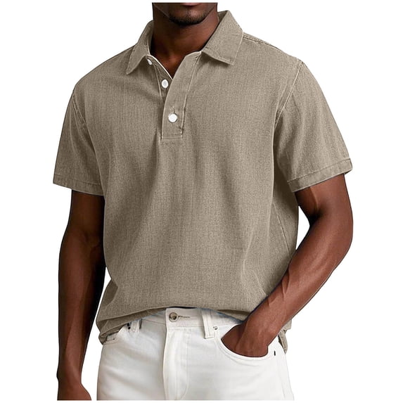 Blczomt T Shirts Men Big & Tall Collared Yellow Regular-Fit Shirt Button Short Sleeve Big and Tall Mens Tops