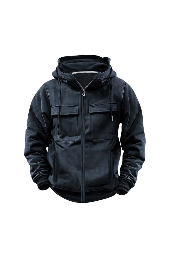 Tactical Men Hoodies Full Zip Jacket 2025 Long Sleeve Fall Winter Blue Clothing