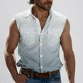 thumbnail image 1 of Blczomt Tank Top Men Sleeveless Button Down Shirt Tops Beach Vacation Gray Gradient Collared Tank Top, 1 of 5