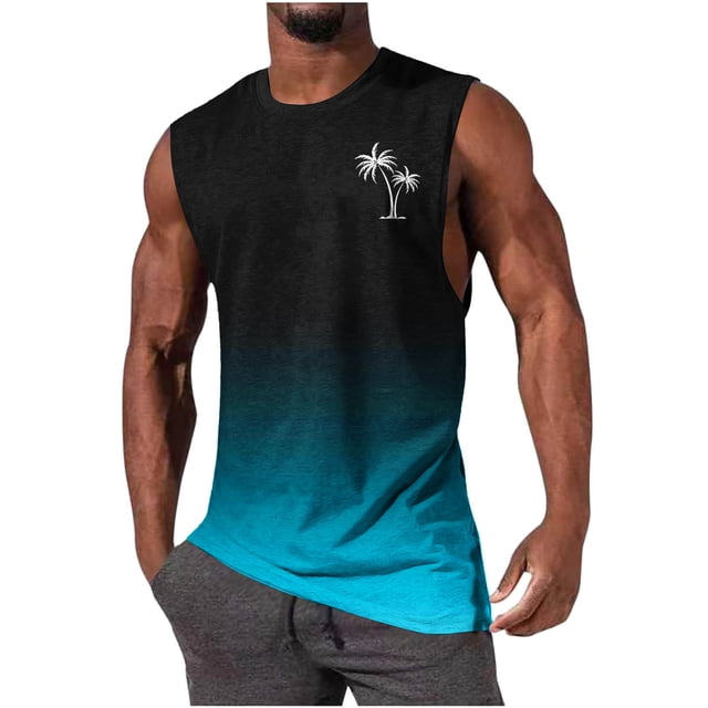 Débardeur Homme Edgar Ash - Motif Palmiers Blancs Bleu - Taille L - Neuf Avec étiquettes