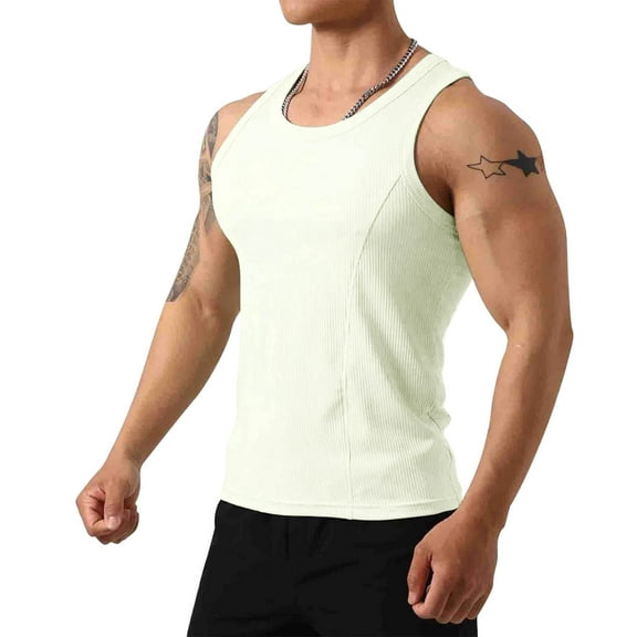 Blczomt Tank Tops Mens Summer Plain Tank Crew Neck Running Workout Green T Shirts