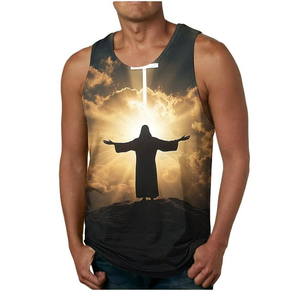 Blczomt Tank Tops for Men Workout Graphic Tank Tops Gold Gym Muscle Men's Fashion