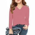 thumbnail image 1 of Blczomt Toddler Clothes for Girls Long Sleeve Cute Plain Tees Pink Basic Casual V Neck Baby Clothes for Girls, 1 of 5