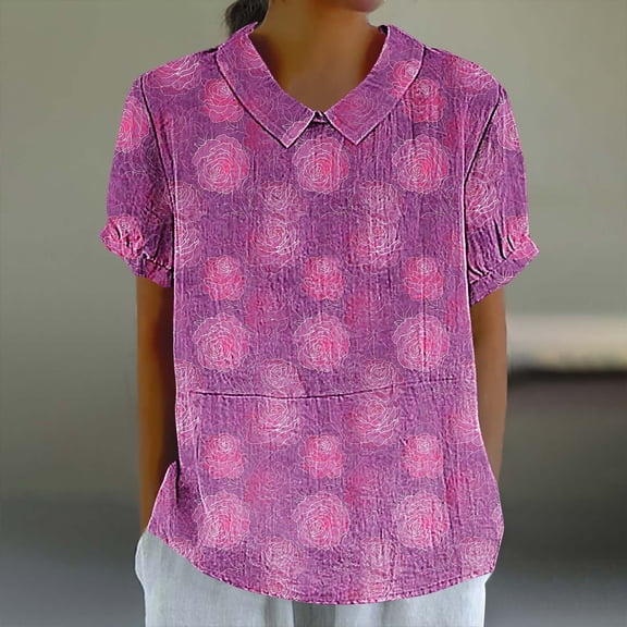 Blczomt Tops Women Spring Short Sleeve Loose Fit Shirts Floral 2025 Casual Womens Tshirts