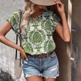 thumbnail image 1 of Blczomt Trendy Tops for Women 2025 Summer Shirts Green Batwing Sleeve Loose Keyhole Neck Blouses for Women Plus Size, 1 of 4