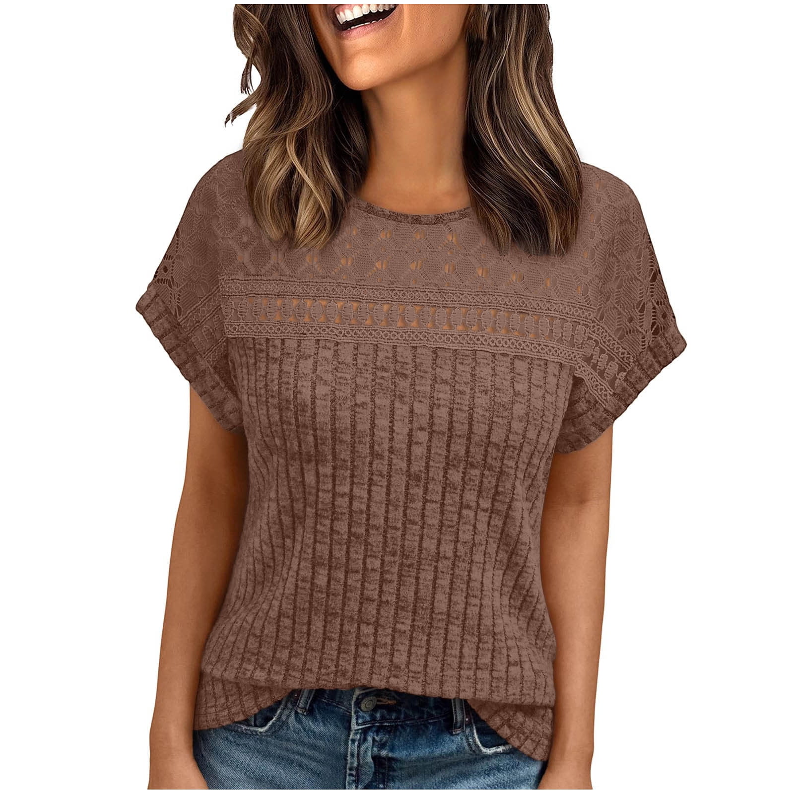 Blczomt Trendy Women Tops Under $10 Lightweight Brown T Shirts Cute ...