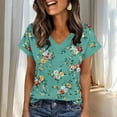 thumbnail image 1 of Blczomt V Neck T Shirts for Women Cute Casual Green T Shirts Graphic 2026 Lightweight Womens T Shirts,L, 1 of 6