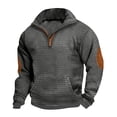 thumbnail image 1 of Blczomt Waffle Knit Sweatshirts for Men Pullover Half Zip Sweatshirt Casual Long Sleeve Drawstring Gray Fall Clothes, 1 of 6