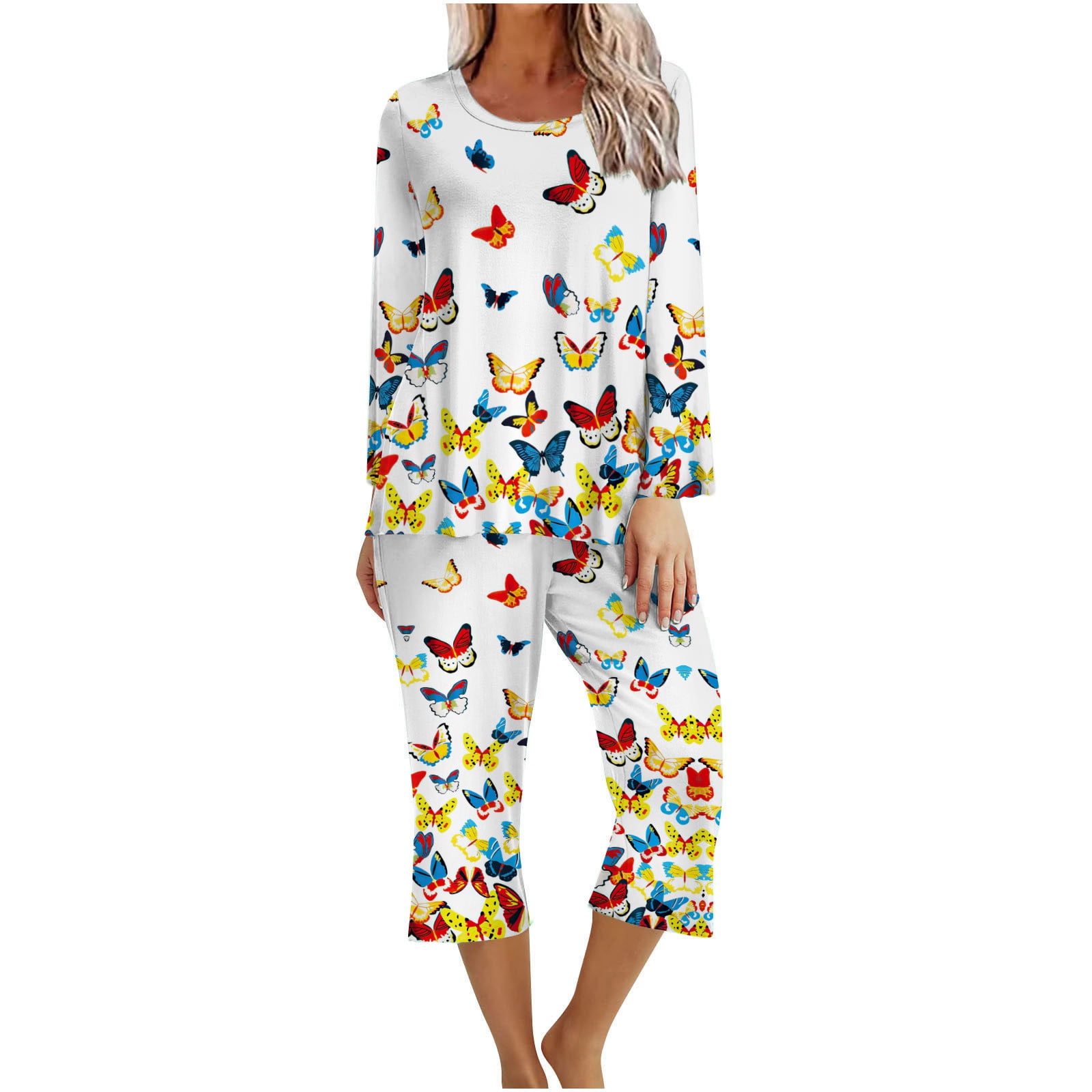 Blczomt White Kids Pajamas TwoPiece Set Floral Silk Sleepwear Sets Girls Robes Size 1416