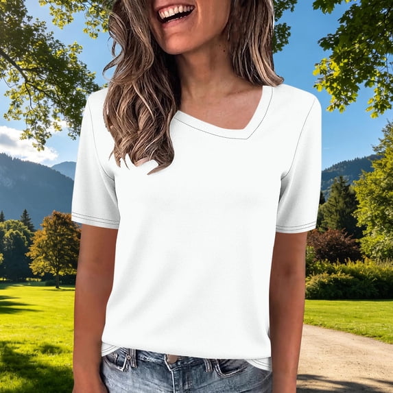 Blczomt White Shirts for Women Casual Y2K Tee 2026 Cute Ladies Tops