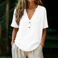thumbnail image 1 of Blczomt White Trendy Tops for Women 2026 Tunic Short Sleeve Blouses Casual Lightweight Women's Blouse, 1 of 6