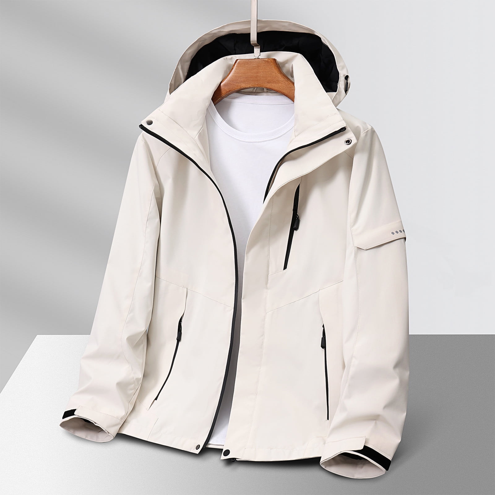 Blczomt Windbreaker Winter Work Jackets for Men Zip Up White Jacket ...