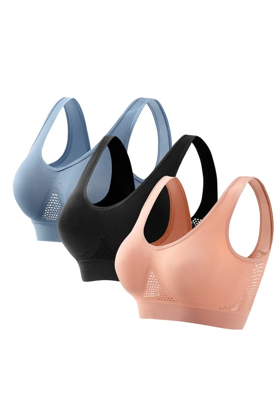 Wirefree Womens Sports Bra Seamless High Support Plus Size with Removable Pads Bra