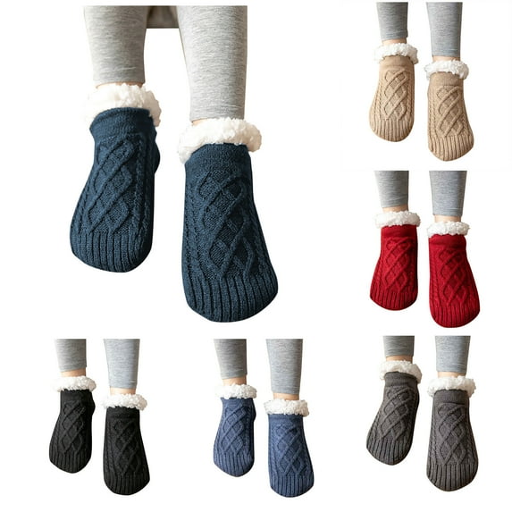 Blczomt Women Ankle Socks Fuzzy Non Slip Sock Lounge Slipper Blue Casual Women Socks