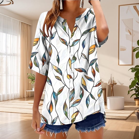 Blczomt Women Blouses Summer White Lightweight T Shirt Trendy Dressy Women Shirts,S