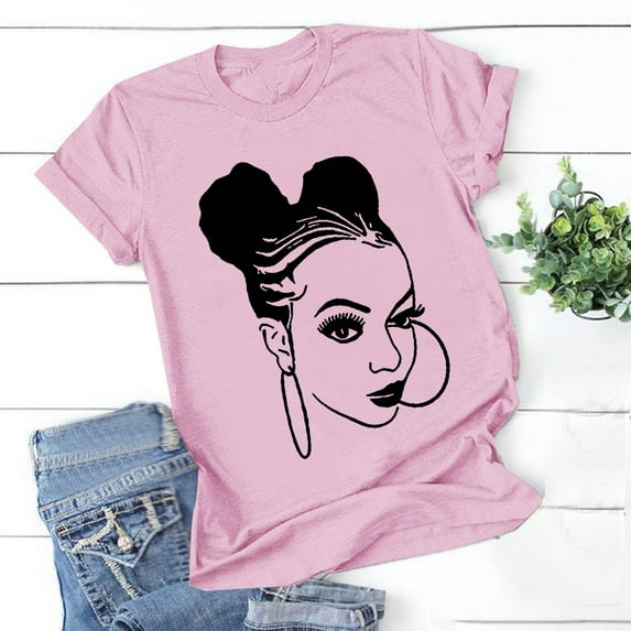 Blczomt Women Tops on Sale under $10 Graphic Short Sleeve Summer Tee Shirt Casual Round Neck Pink Womens Spring Blouses