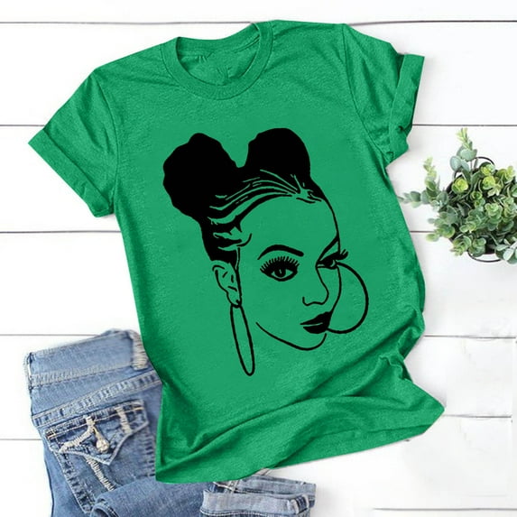 Blczomt Women's Summer Tops Short Sleeve Graphic Tee Shirt Green Round Neck Womens Blouses Casual