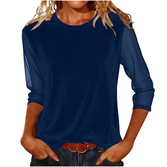 Blczomt Womens Blouse Lightweight Blue Casual Blouse Trendy 2026 Blouses for Women Plus Size,S