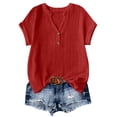 thumbnail image 1 of Blczomt Womens Blouses Red V Neck Summer Cute Blouses Casual Plain Lightweight,XL, 1 of 9