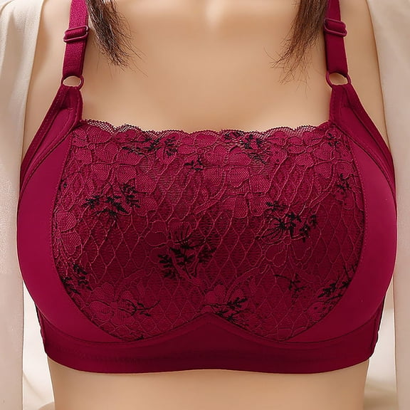 Blczomt Womens Bras Under $5 Comfort No Underwire Full Coverage Stretch Red Everyday Bras
