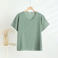 thumbnail image 1 of Blczomt Womens Plus Size Tops Summer Basic Short Sleeve T Shirt 2025 Green Plain Casual Womens Blouses, 1 of 3