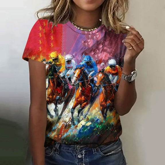 Blczomt Womens Short Sleeve Tops Summer Crew Neck T Shirt Graphic Trendy Casual Blouses Women