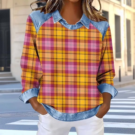Blczomt Womens Summer Tops Casual Waffle Knit 2026 Orange Blouses Short Sleeve Collared Cute Ladies Tops,S