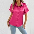 thumbnail image 1 of Blczomt Womens Tops Button Down Plain Dressy Casual Shirt Short Sleeve Pink Spring Summer Solid Color Blouses Women, 1 of 6