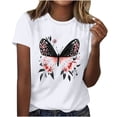 thumbnail image 1 of Blczomt Womens Tops Clearance Crew Neck Graphic Short Sleeve T Shirt Casual White Summer Trendy Blouses for Women Plus Size, 1 of 4