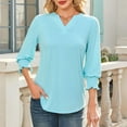 thumbnail image 1 of Blczomt Womens Tops under $10 Dressy Plain 3/4 Sleeve Shirts Blue Solid Color 2025 Formal Blouses for Women Casual, 1 of 8