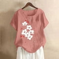 thumbnail image 1 of Blczomt Womens Tops Short Sleeve Crew Neck Floral Shirt Pink 2025 Casual Round Neck Women Blouses, 1 of 4