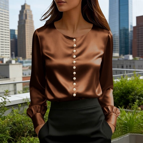 Blczomt Womens Tops Under $10 Brown 2026 Summer Blouse 2026 Lightweight Blouses for Women Casual,XXL