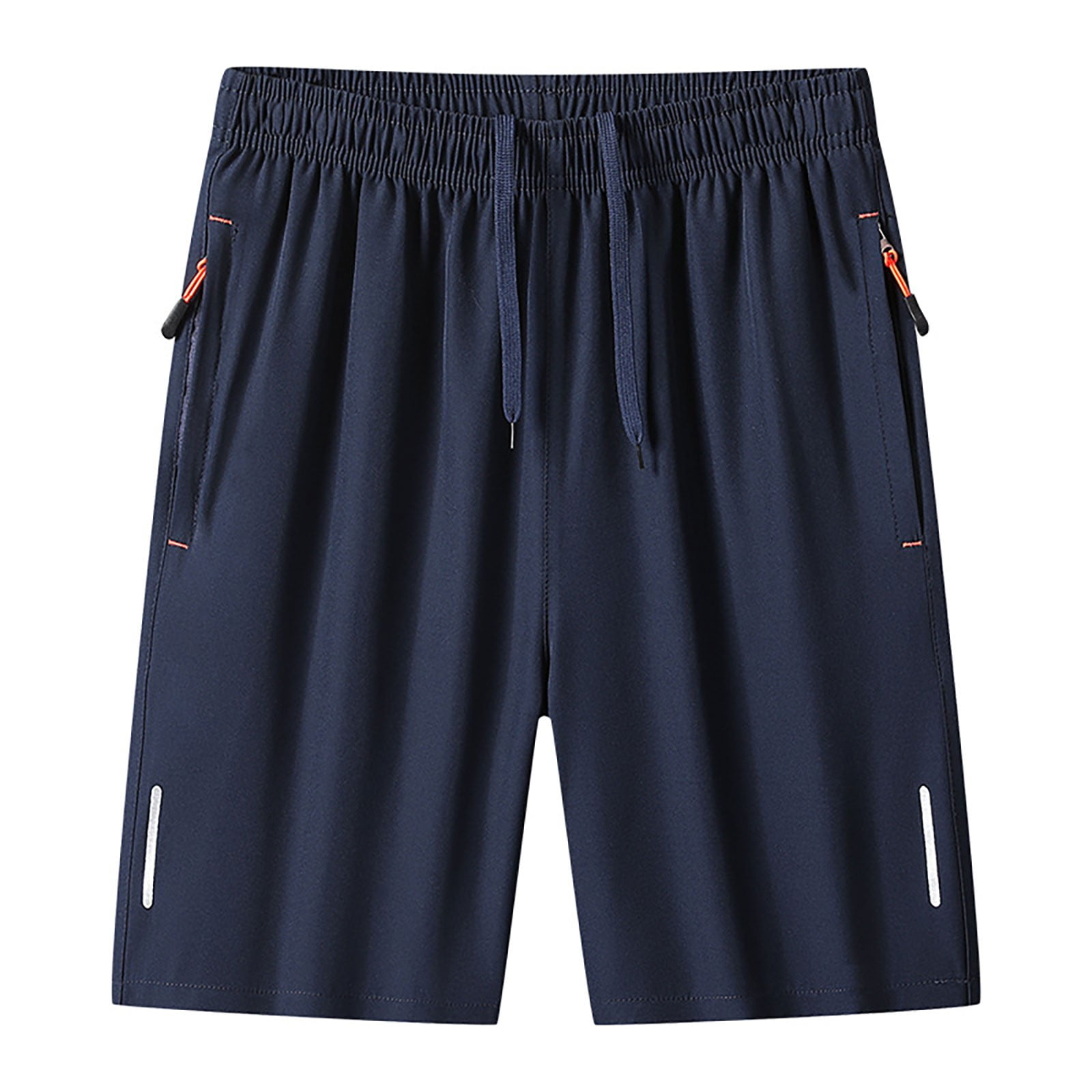 GEEK LIGHTING Men's Casual Workout Shorts - Elastic Waist, Zipper Pockets, Blue, Size X-Large