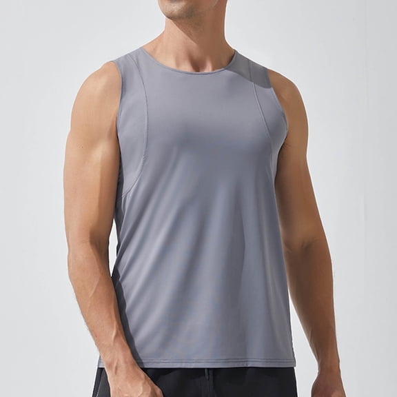 Blczomt Workout Men's Sleeveless Shirts Athletic Tank Tops Summer Gray Moisture Wicking Shirt