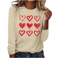 thumbnail image 1 of Blczomt Yellow Juniors Tops Long Sleeve Valentine's Day Crew Neck Love Heart Print Pullover Christmas Blouses for Women, 1 of 3