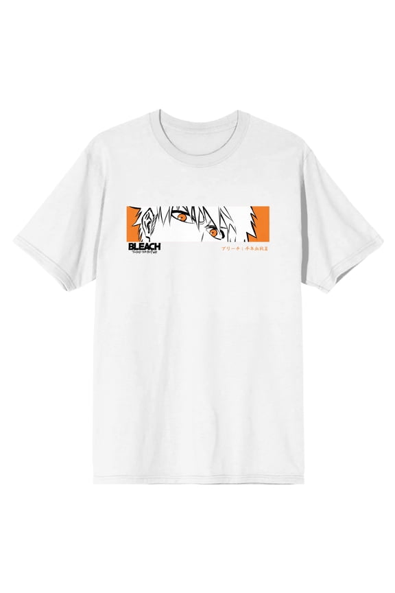 Bleach 100 Year Blood War Panel Art & Ichigo Crew Neck Short Sleeve Men's White T-shirt-Medium