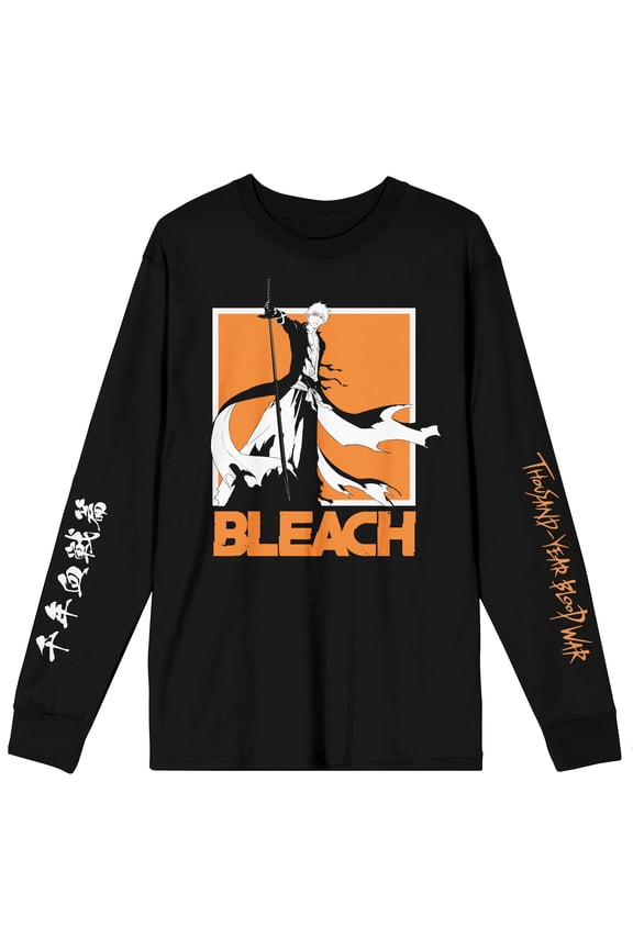 Bleach 1000 Year Blood War Ichigo Crew Neck Long Sleeve Black Adult Tee
-3XL