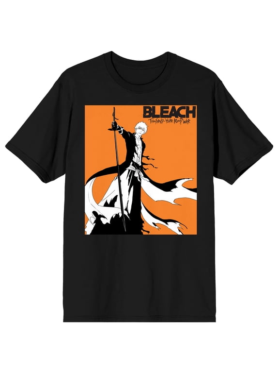 Bleach 1000 Year Blood War Ichigo Key Art Crew Neck Short Sleeve Men's Black T-shirt-3XL