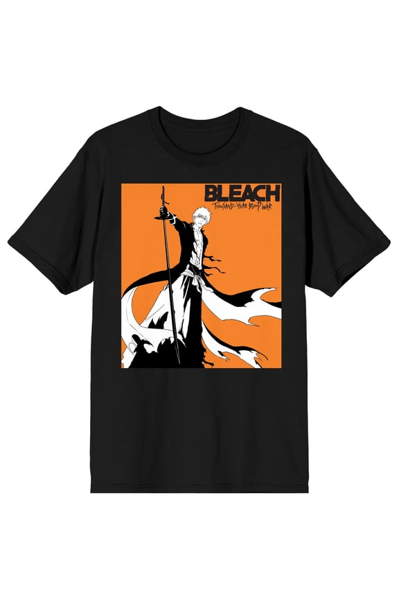 Bleach 1000 Year Blood War Ichigo Key Art Crew Neck Short Sleeve Men's Black T-shirt-Medium