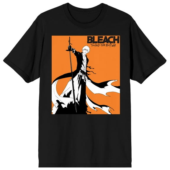 Bleach 1000 Year Blood War Ichigo Key Art Crew Neck Short Sleeve Men's Black T-shirt-XS