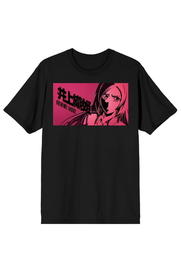 Bleach 1000 Year Blood War Orihime Inoue Pink Poster Art Adult Black Crew Neck Short Sleeve T-shirt-Large