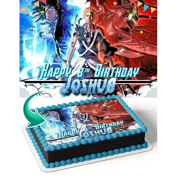Bleach Anime BL Edible Image Cake Topper Personalized Birthday Sheet Decal Banner 1/4 Sheet
