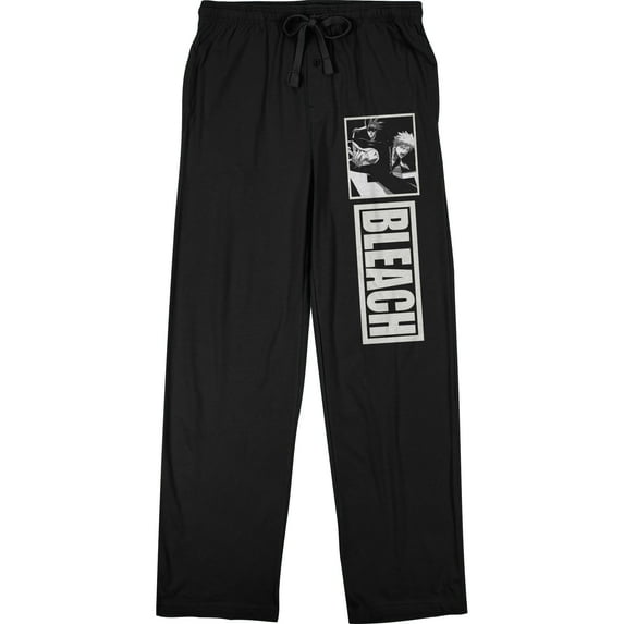 Bleach Anime Cartoon Mens Black Graphic Print Drawstring Sleep Pajama Pants-3X-Large