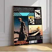 Bleach Anime Poster, Ichigo Soul Reaper Wall Art, Manga Vintage Print Unframed Size 24''x36'' GooGate