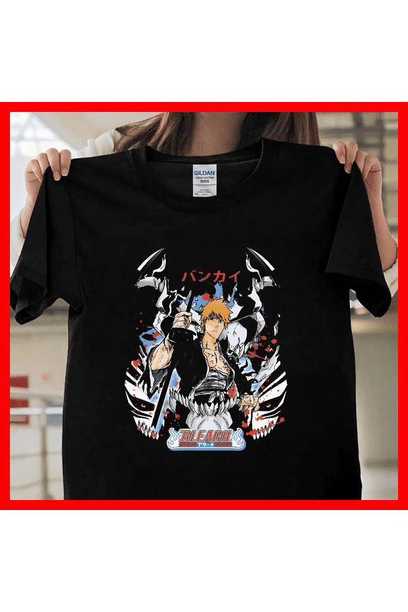 Bleach Anime Print Graphic Vintage Manga Washed Retro Aesthetic Fan T0759 Unisex Graphic T-Shirt Soft Cotton, Sizes S-5XL