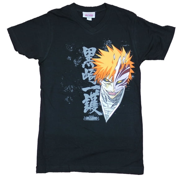 Bleach Girls Juniors Vintage T-Shirt - Kanji Next to Face Image (X-Small)