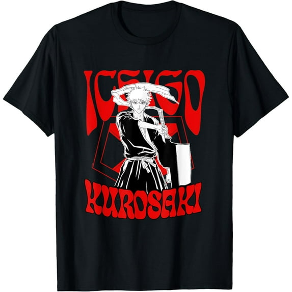 Bleach Ichigo Kurosaki New Age 60's Type Anime T-Shirt Cotton Short Sleeve Crew Neck Soft Classic T-shirt